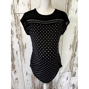 Monteau Black And Cream Polka Dot Maternity Blouse